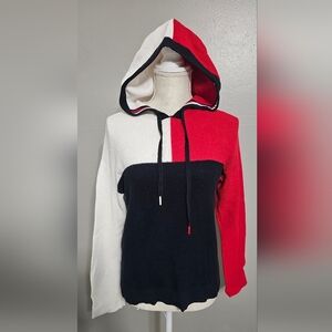 Tommy Hilfiger Red, White, and Navy Knit Hoodie